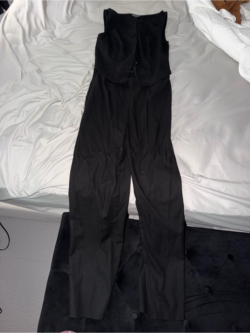 PrettyLittleThing Black Sleeveless Button-Front Jumpsuit